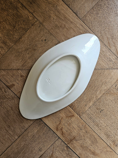 Ravier vintage Sté Amandinoise orange et noir, style art déco 