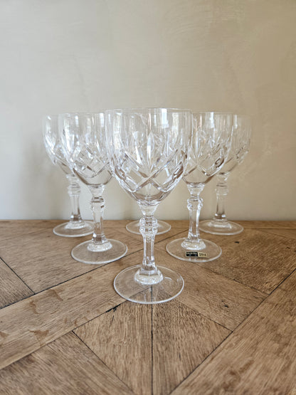 Verres à eau en cristal de Lorraine, Etzel. Taillé main.