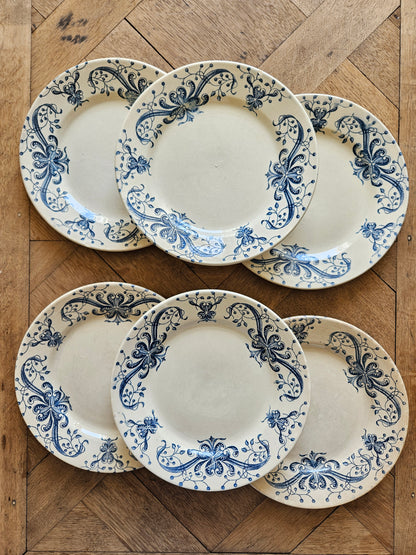 Lot de 6 assiettes plates anciennes Faïencerie de Lyon, Joconde