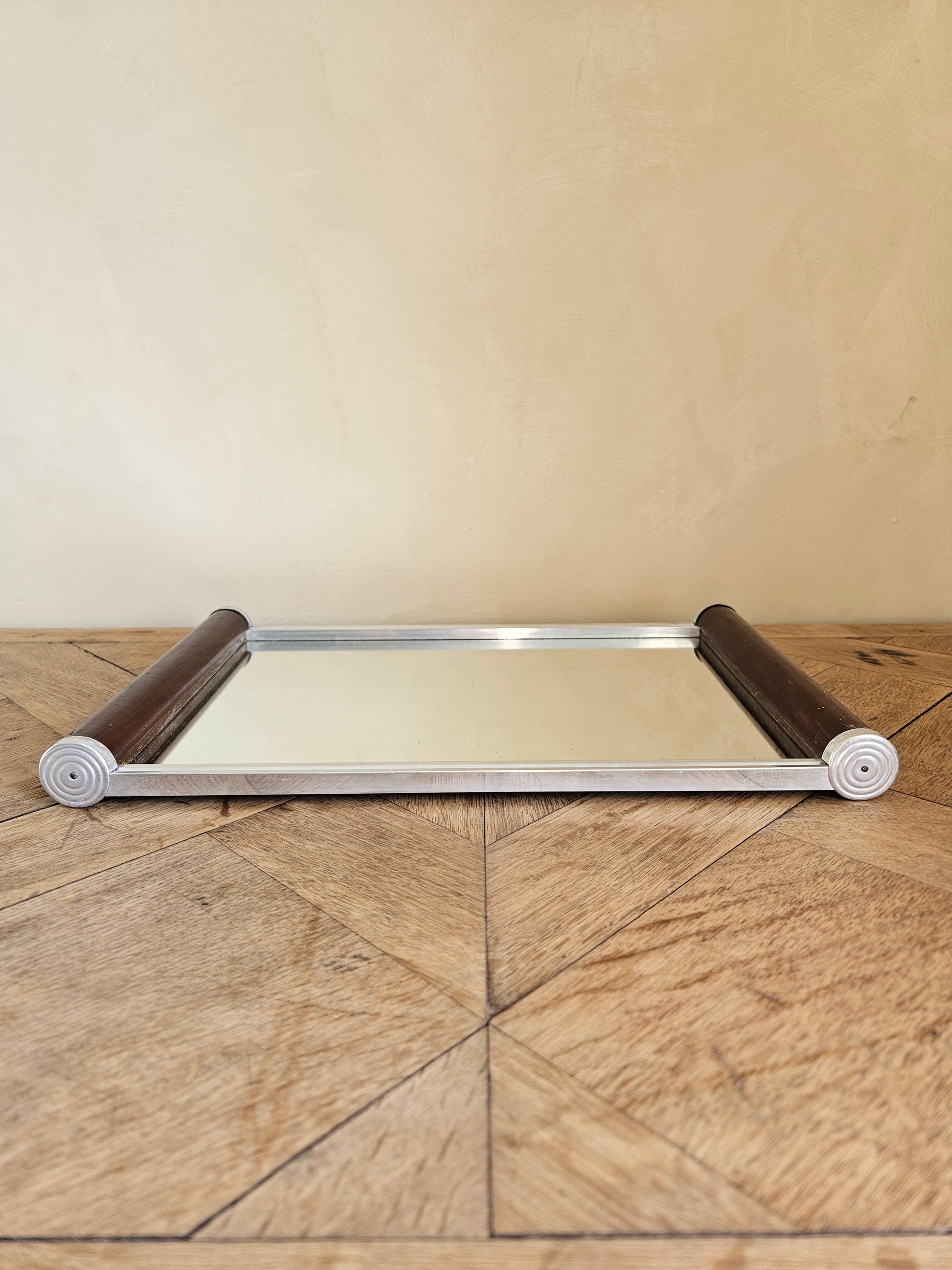 Plateau miroir rectangulaire Art Déco