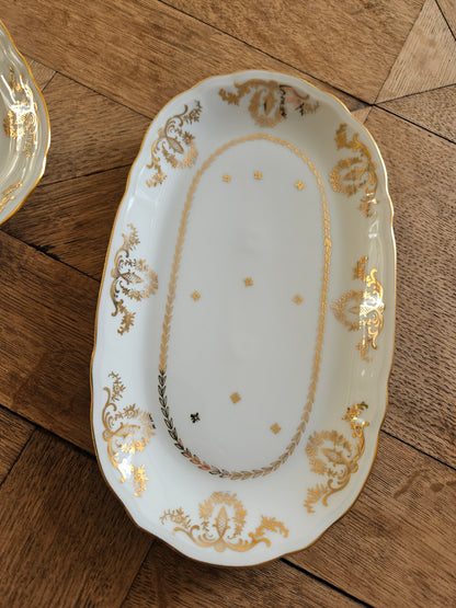 Ravier porcelaine CNP, décor doré
