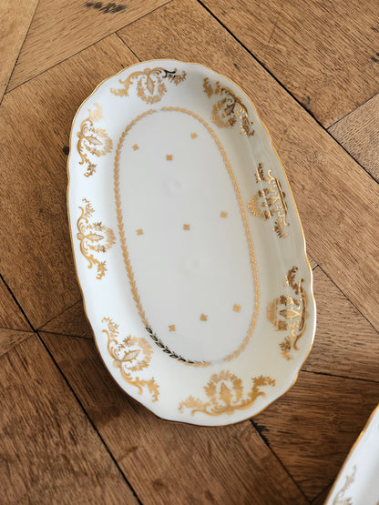 Ravier porcelaine CNP, décor doré