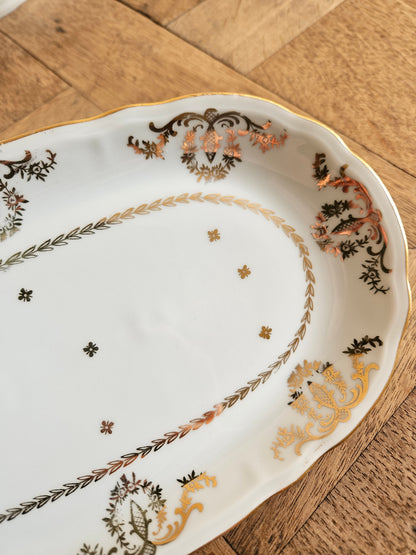 Ravier porcelaine CNP, décor doré