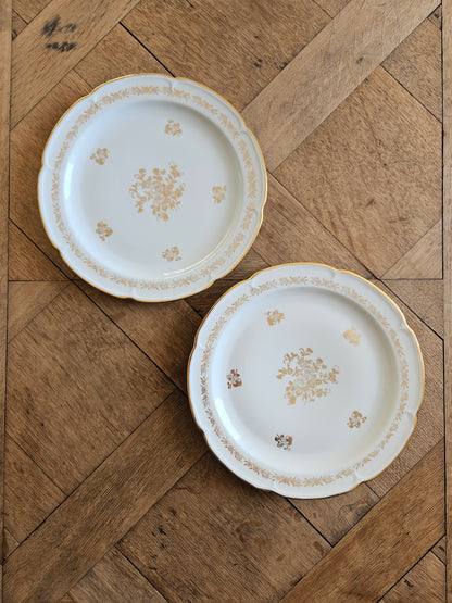 Assiettes plates dépareillées dorées