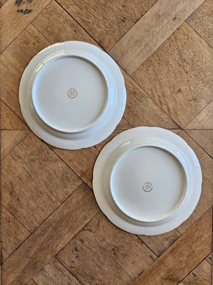 Assiettes plates dépareillées dorées