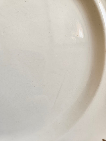 Assiettes plates dépareillées, bleu canard et dorure