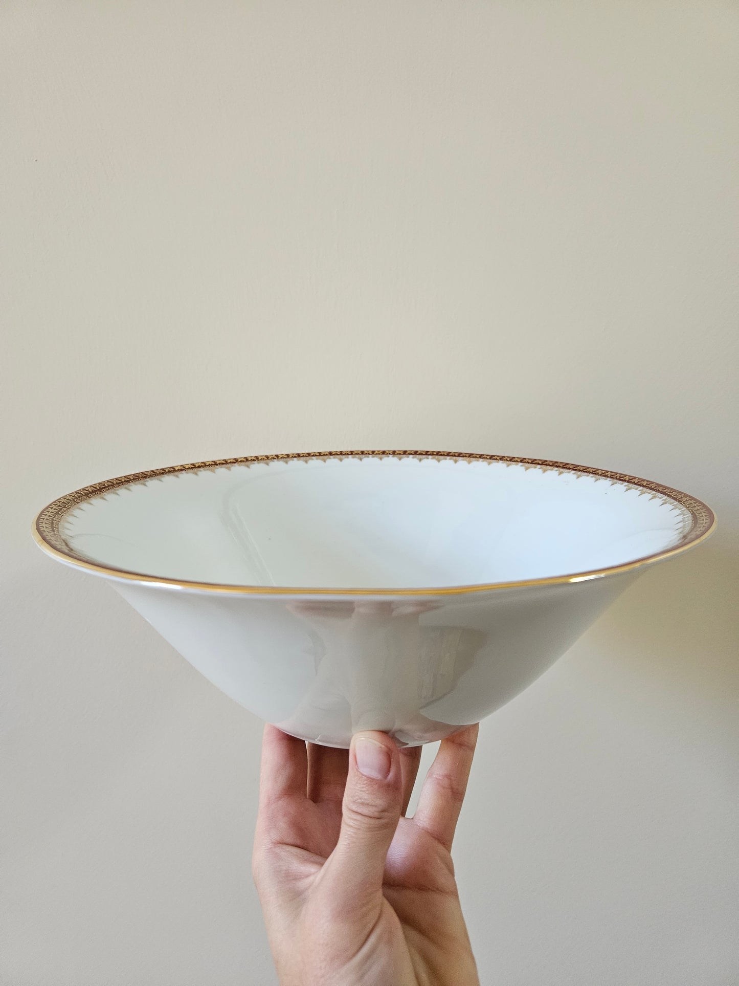 Saladier porcelaine, rouge et or