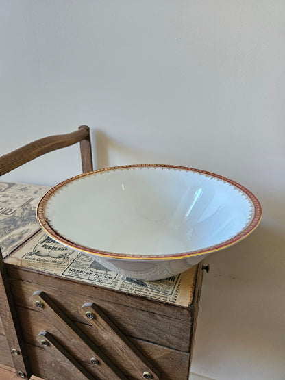 Saladier porcelaine, rouge et or