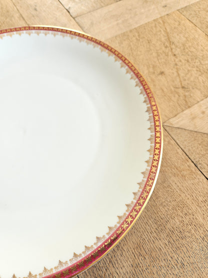 Plat rond porcelaine, rouge et or