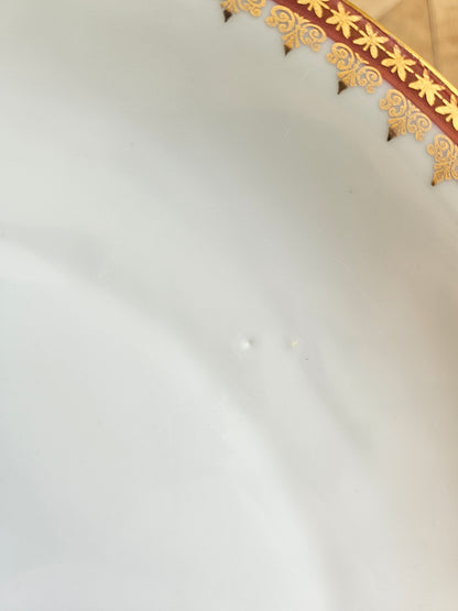 Plat rond porcelaine, rouge et or