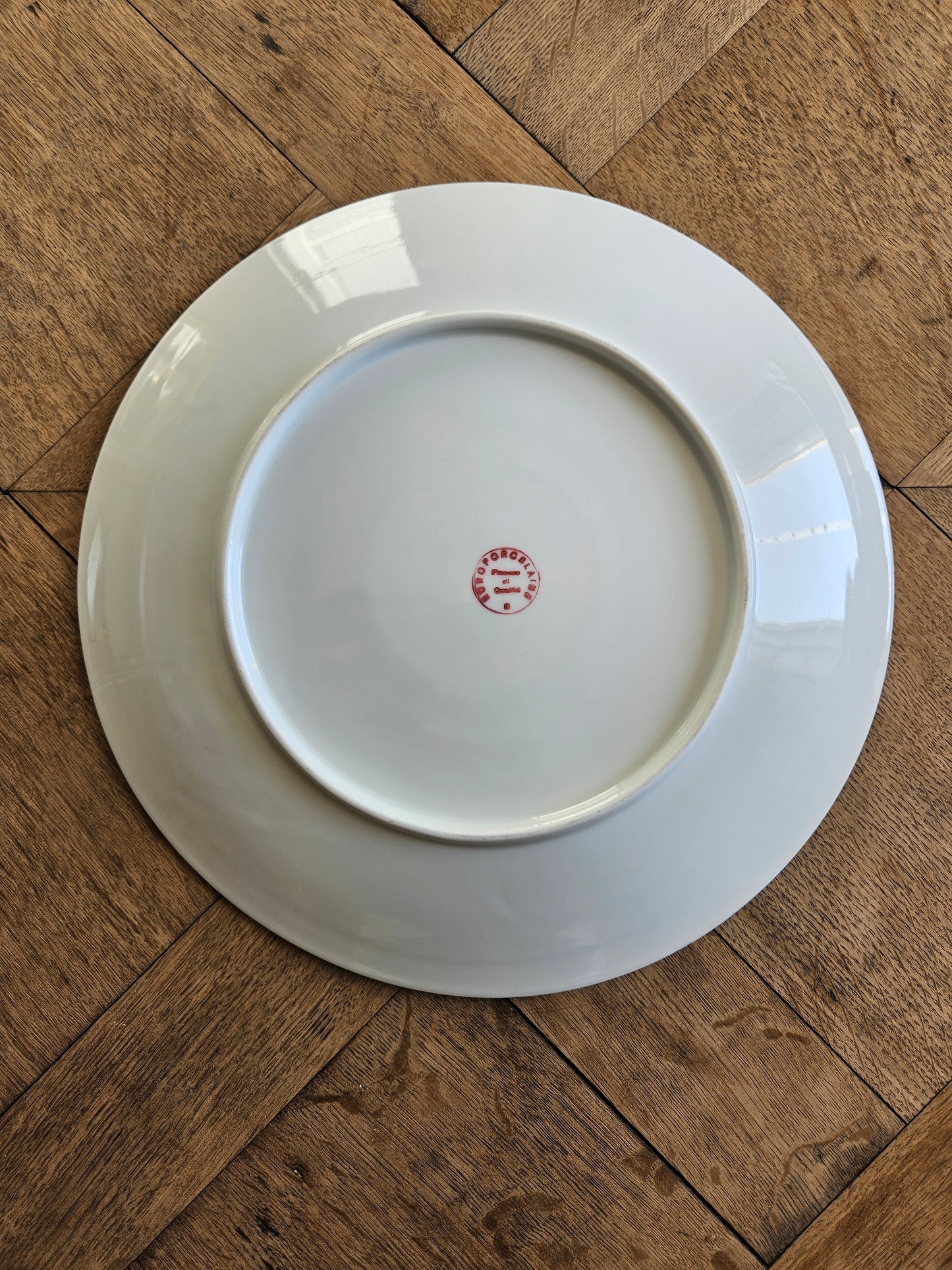 Plat rond porcelaine, rouge et or