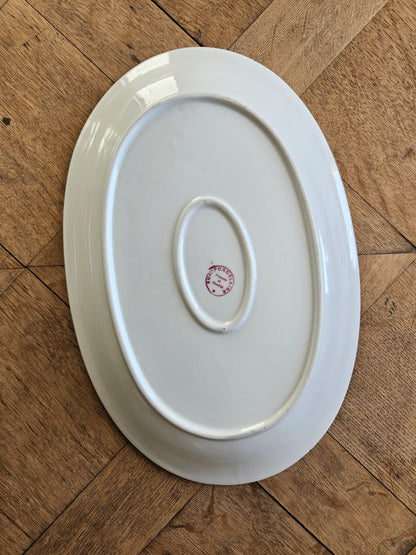 Plat ovale porcelaine, rouge et or