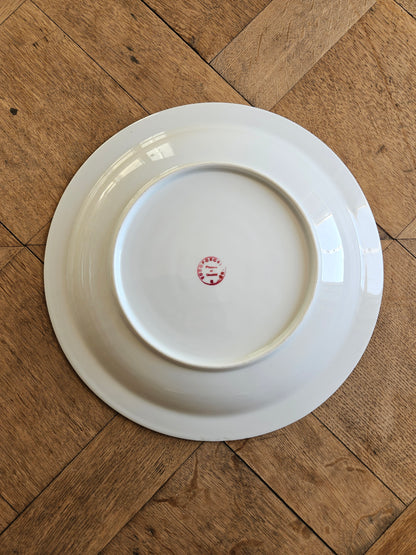 Plat creux porcelaine, rouge et or