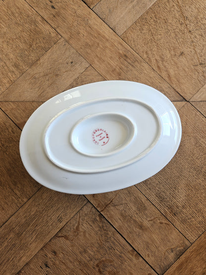 Saucière porcelaine, rouge et or