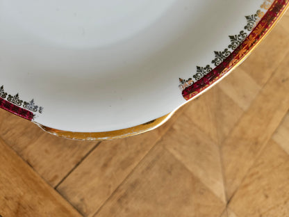 Service à dessert porcelaine, rouge et or