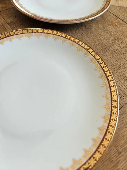 Service à dessert porcelaine, rouge et or