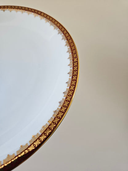 Assiettes plates porcelaine, rouge et or