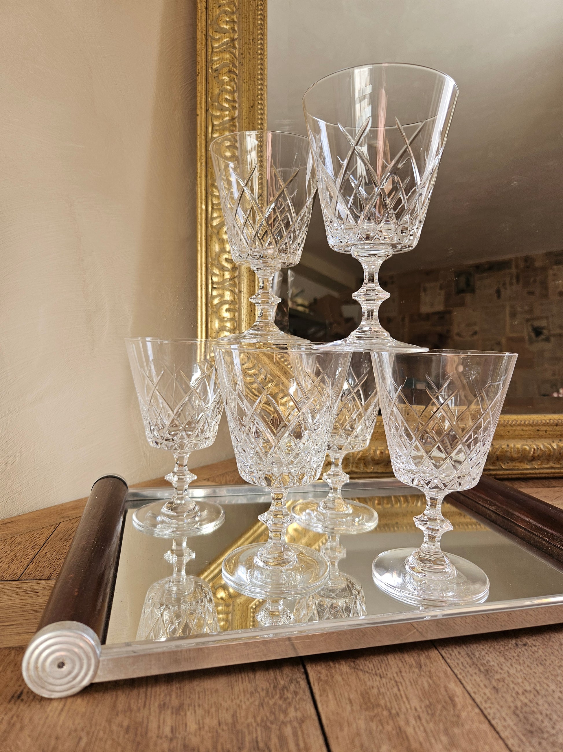 Lot de 6 verres à eau en cristal de Vannes. Fins et élégants 