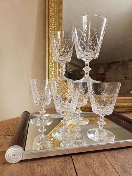 Lot de 6 verres à eau en cristal de Vannes. Fins et élégants 