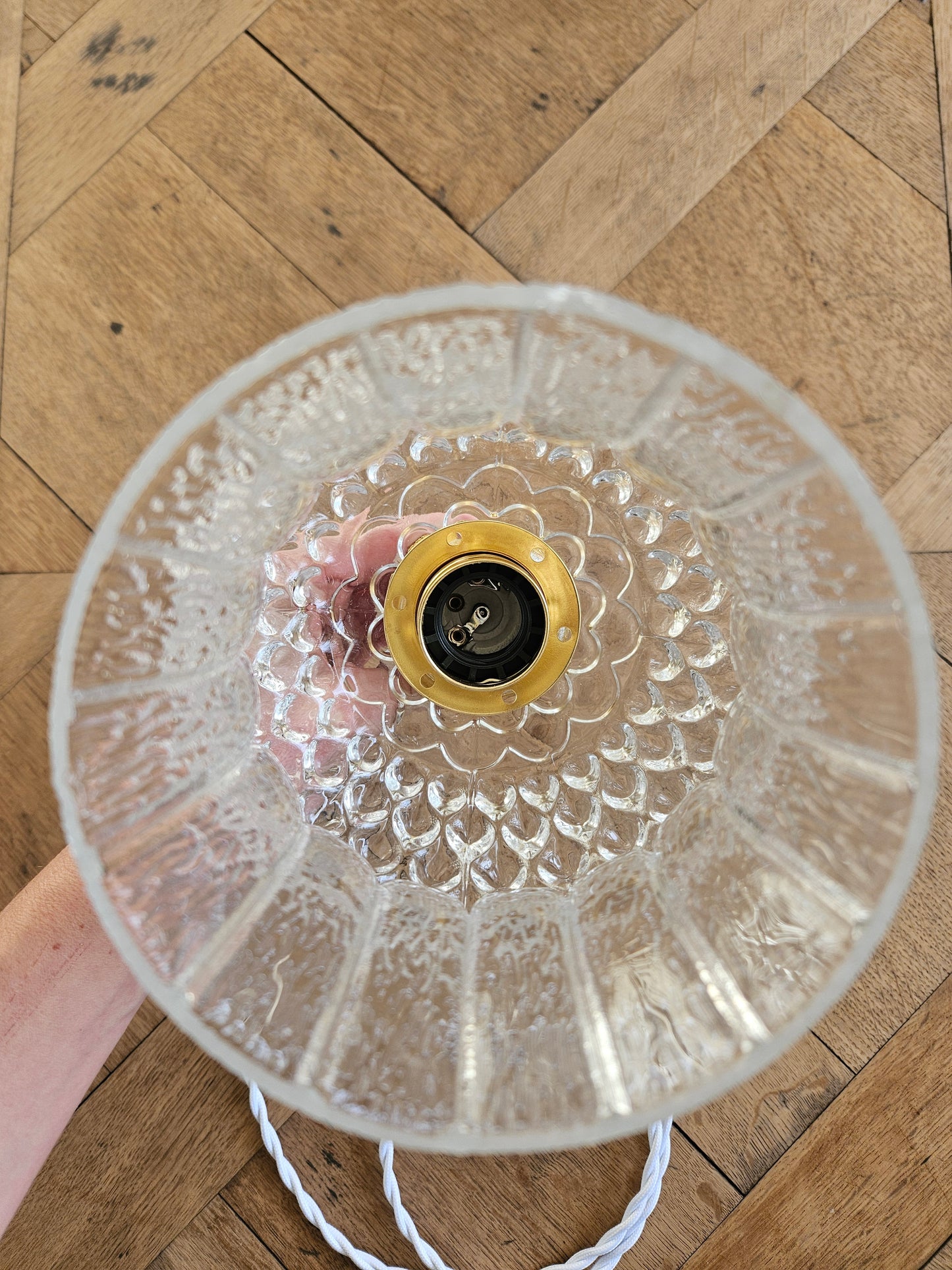 Suspension vintage globe en verre