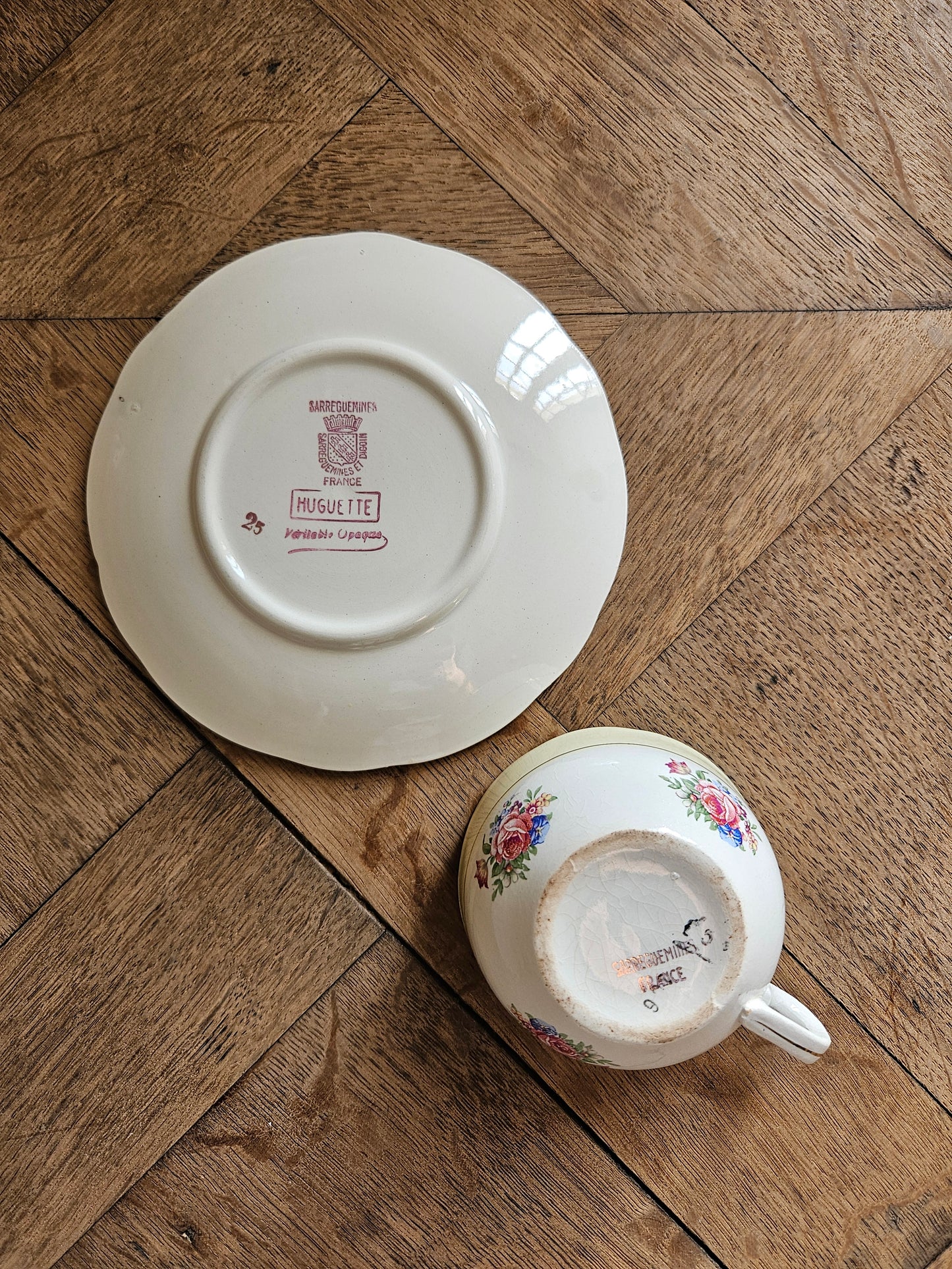 Tasses vintage Sarreguemines, Huguette