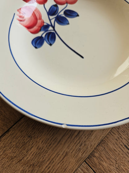 Assiettes creuses rétro dépareillées, rouges et bleues