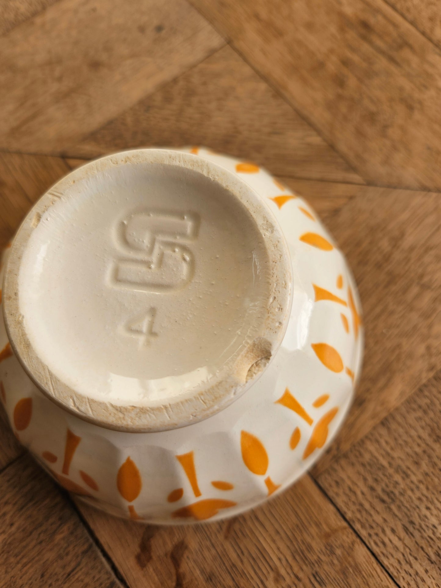 Bol à facettes Sarreguemines, décor jaune