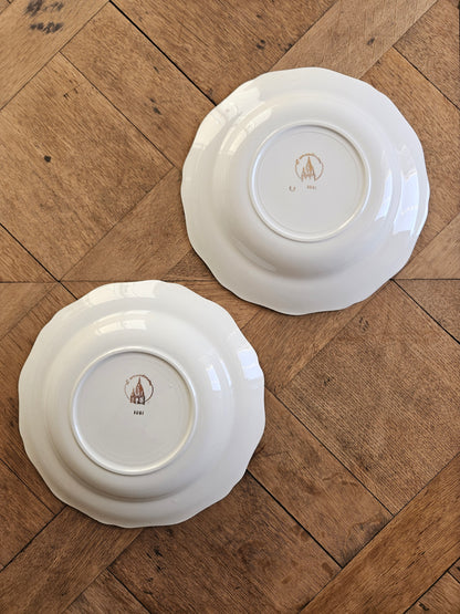 Assiettes creuses dépareillées, mint & jaune