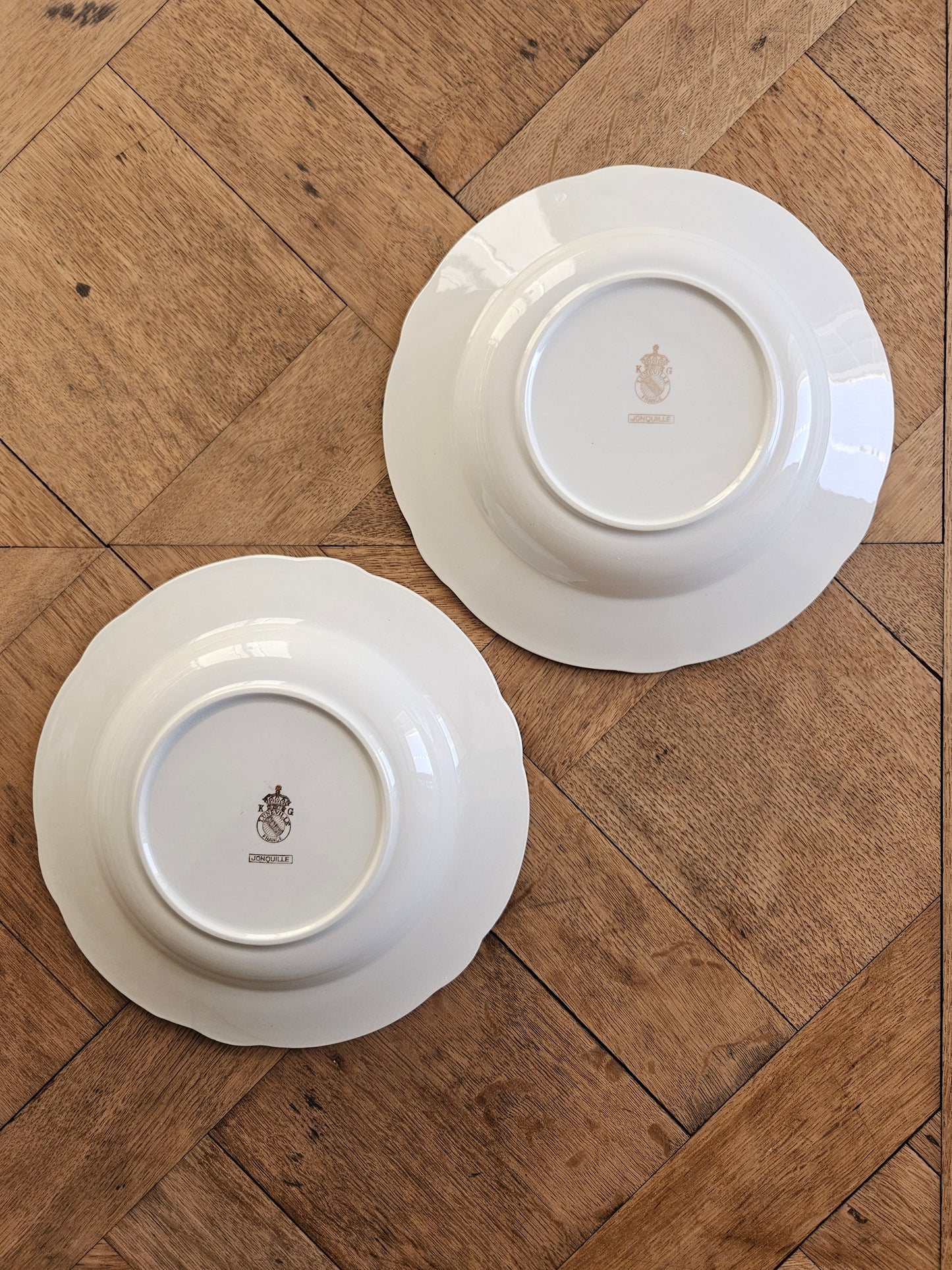 Assiettes creuses dépareillées, mint & jaune