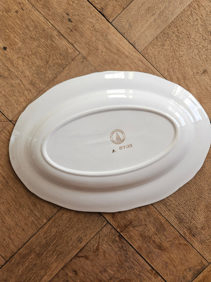 Plat ovale L’Amandinoise, mint et dorure