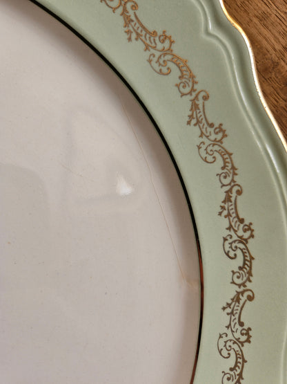 Plat à gâteaux L’Amandinoise, mint et dorure