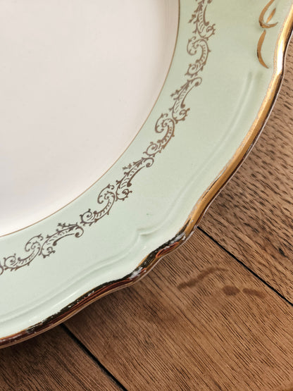 Plat à gâteaux L’Amandinoise, mint et dorure