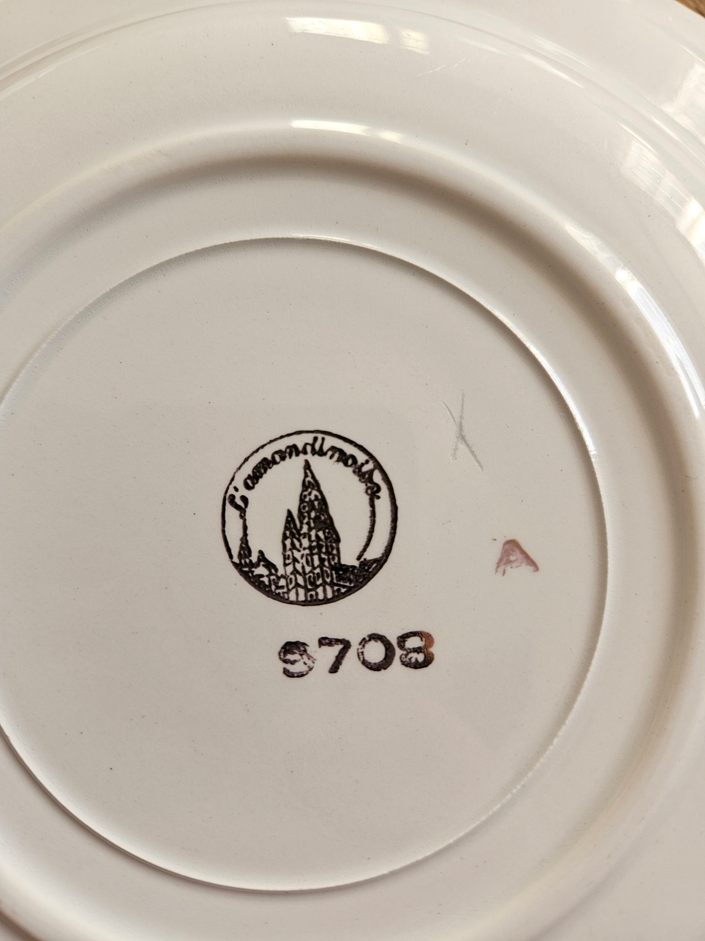 Assiettes creuses L’Amandinoise, mint et dorure