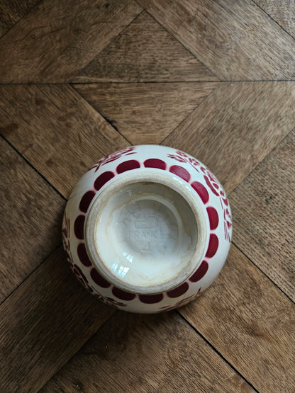 Bol ancien Sarreguemines, rose rouge