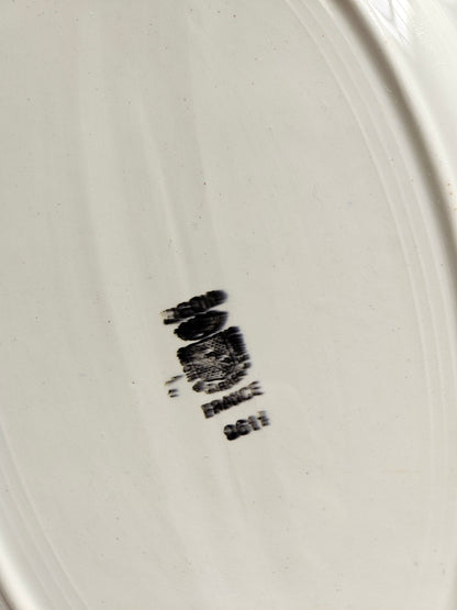 Plat ovale rétro Digoin, rayures rouges