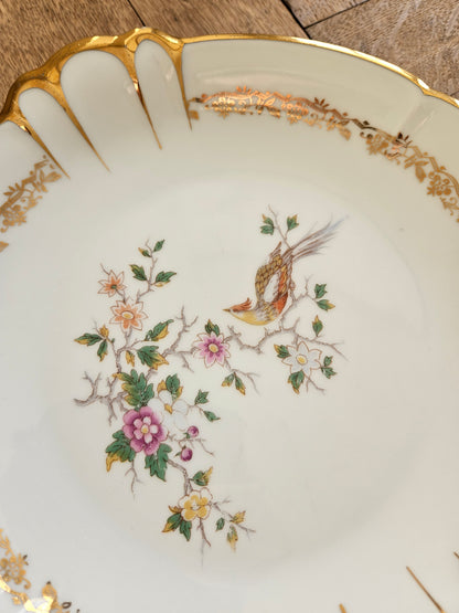 Plat à gâteau porcelaine Oiseau