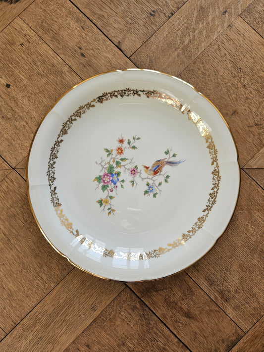 Plat rond porcelaine Oiseau