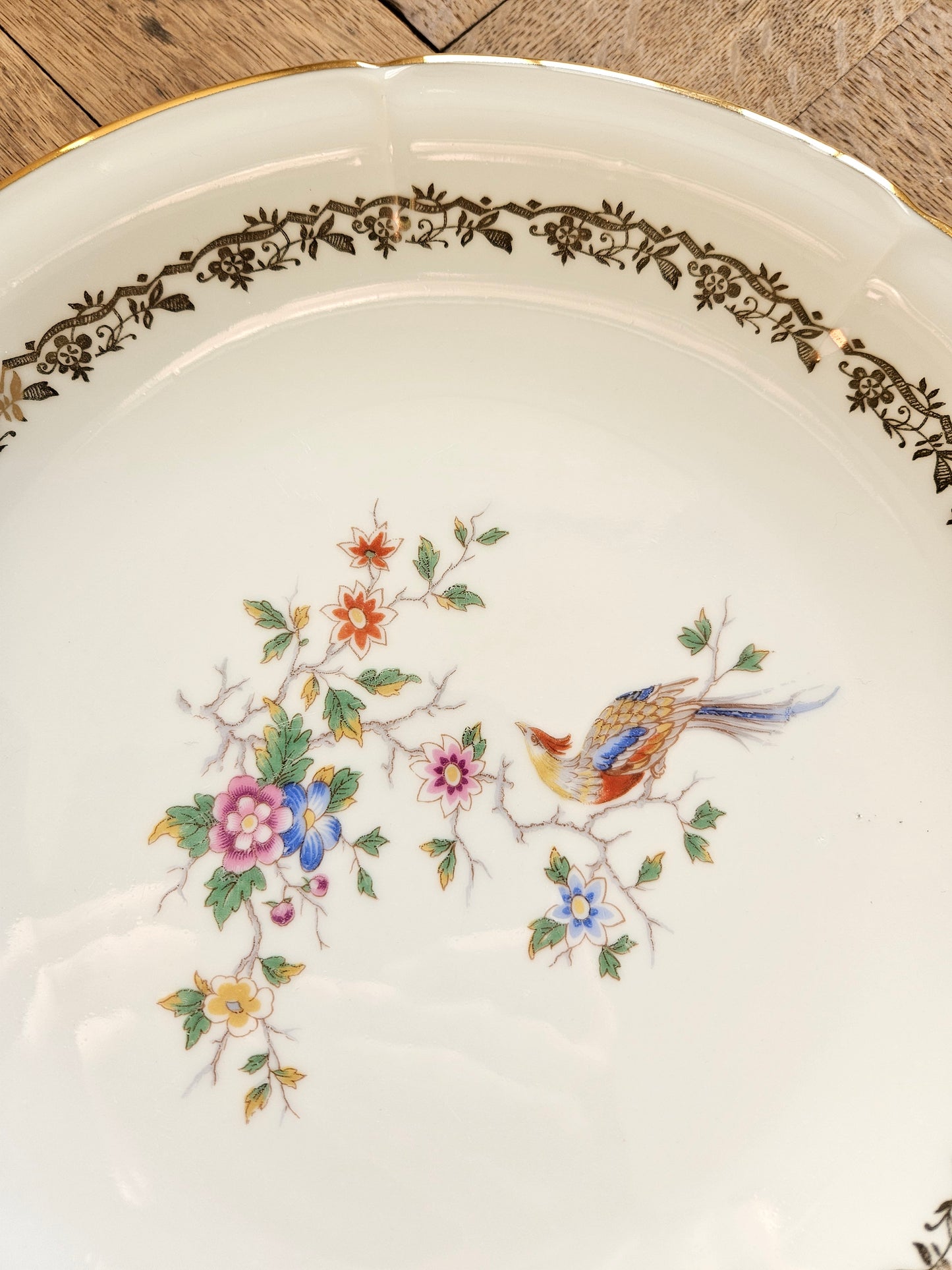 Plat rond porcelaine Oiseau