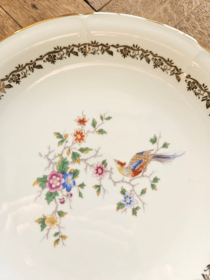Plat rond porcelaine Oiseau