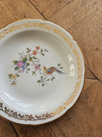 Assiettes creuses porcelaine Oiseau