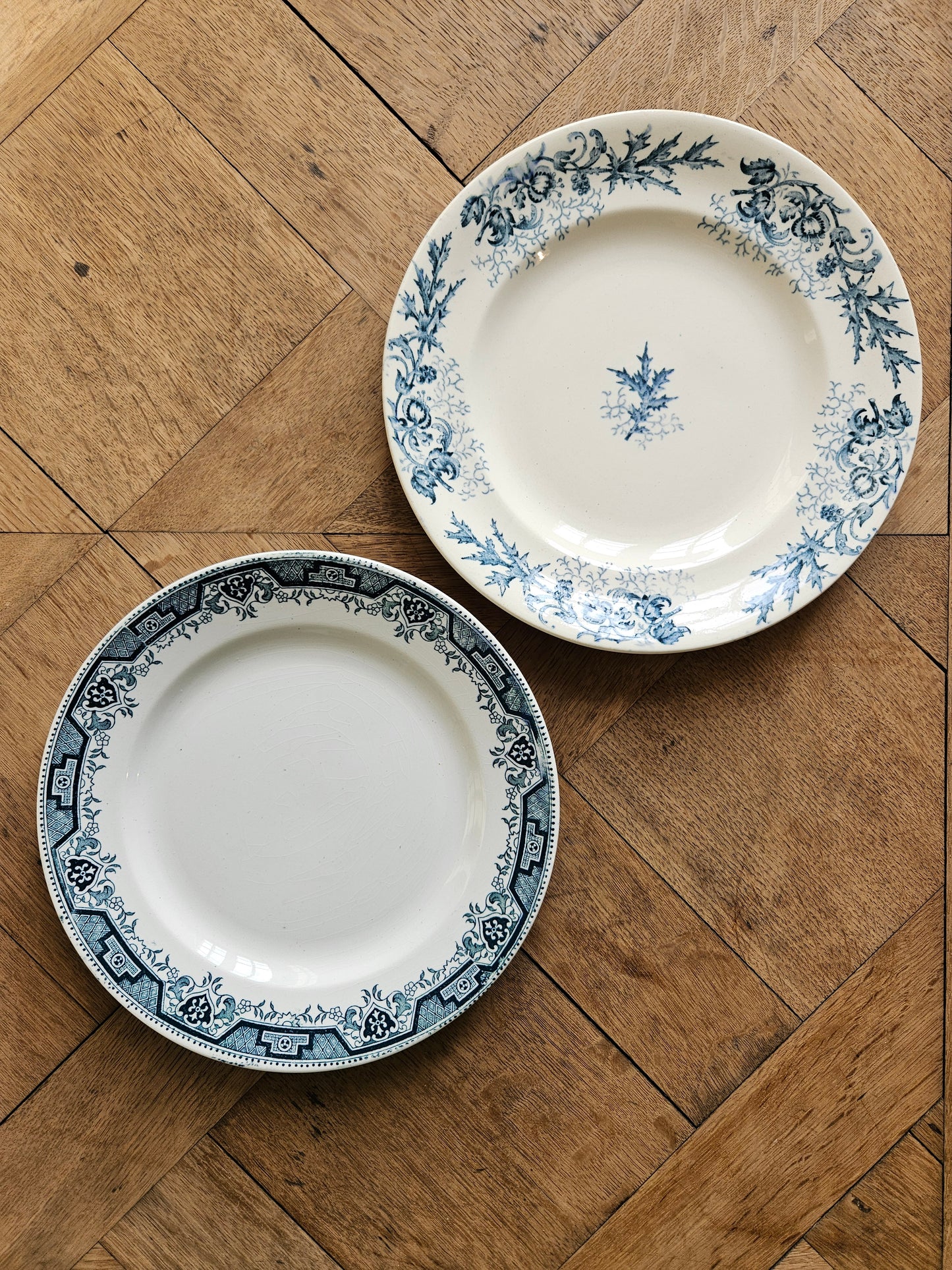 Assiettes plates anciennes dépareillées Terre de Fer