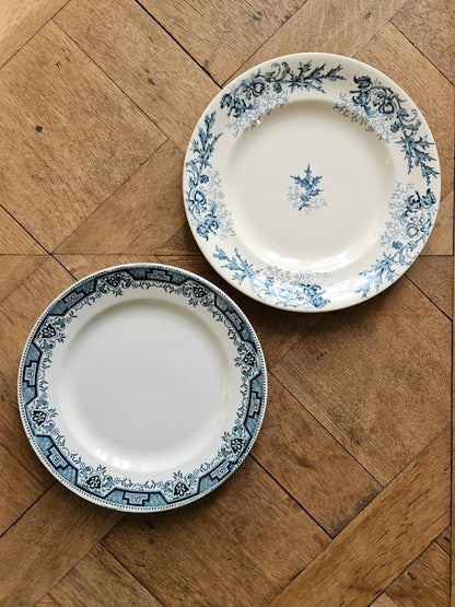 Assiettes plates anciennes dépareillées Terre de Fer