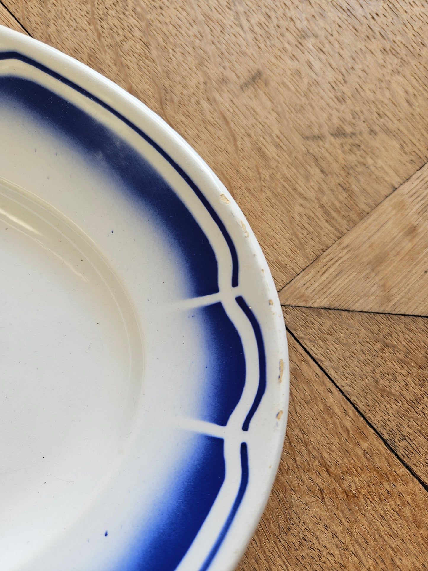 Plat ovale rétro Badonviller, bleu