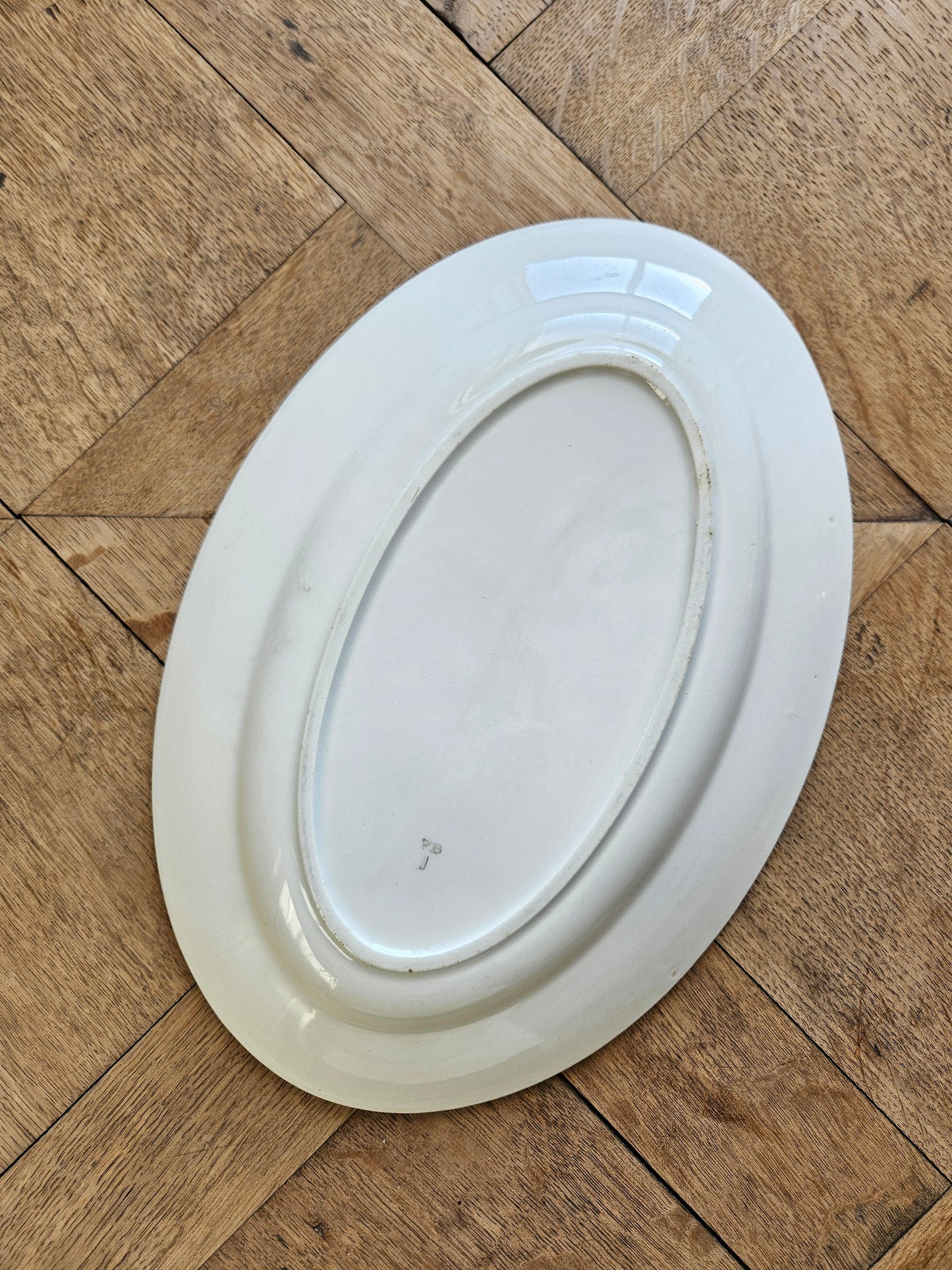 Plat ovale rétro Badonviller, bleu