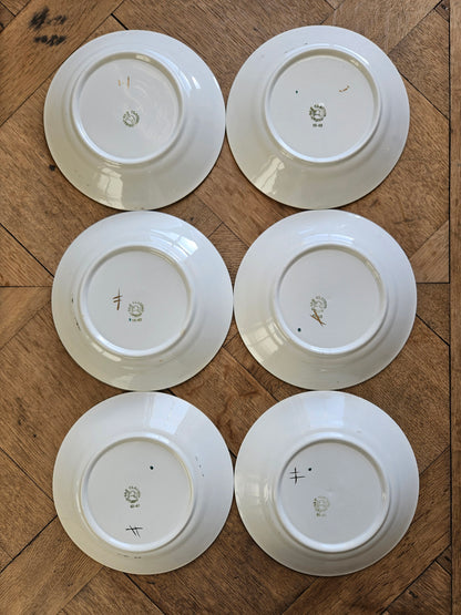 Assiettes à dessert vintage, rose dorée
