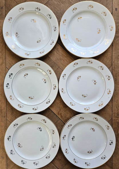 Assiettes plates St Amand, trèfles dorés