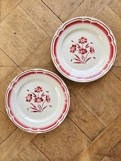 Assiettes plates rétro dépareillées, Digoin & Badonviller
