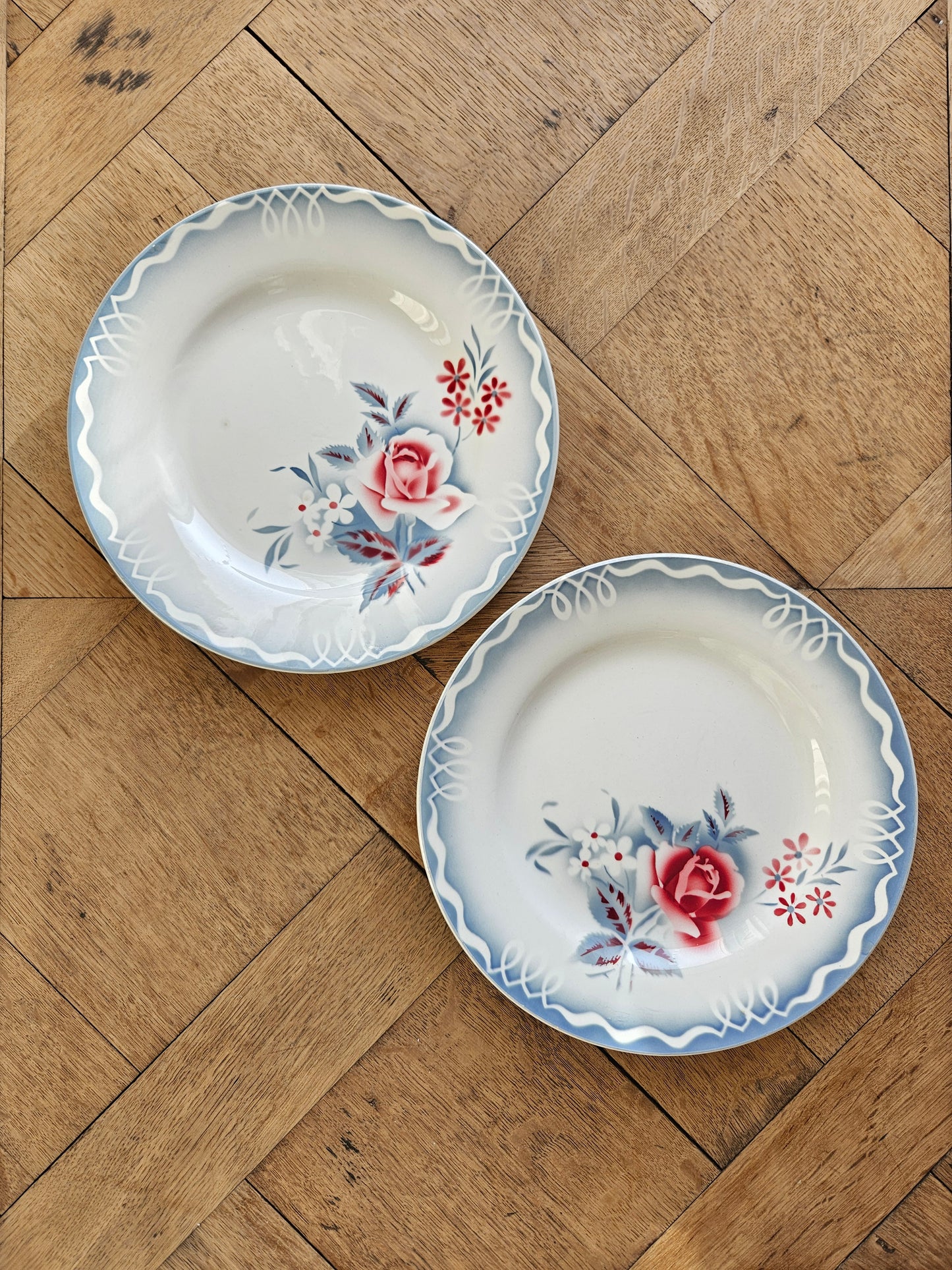 Assiettes plates rétro dépareillées, Digoin & Badonviller