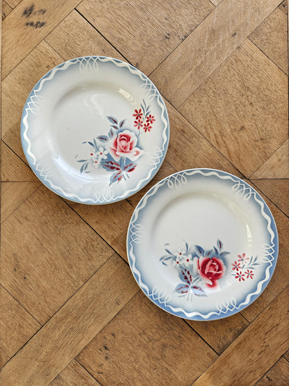 Assiettes plates rétro dépareillées, Digoin & Badonviller