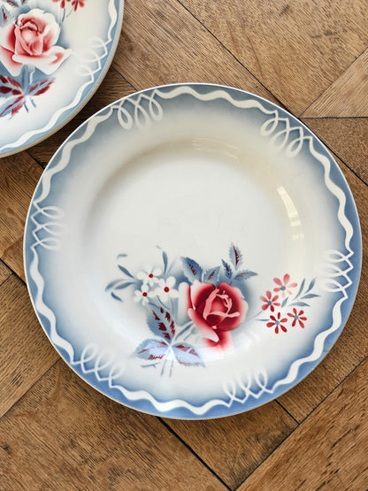 Assiettes plates rétro dépareillées, Digoin & Badonviller
